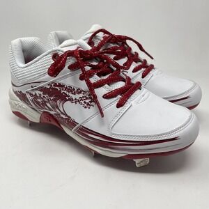 Ringor‎ Flite Spikes Softball Metal Cleats Womens 8 Rising Tide White Red New